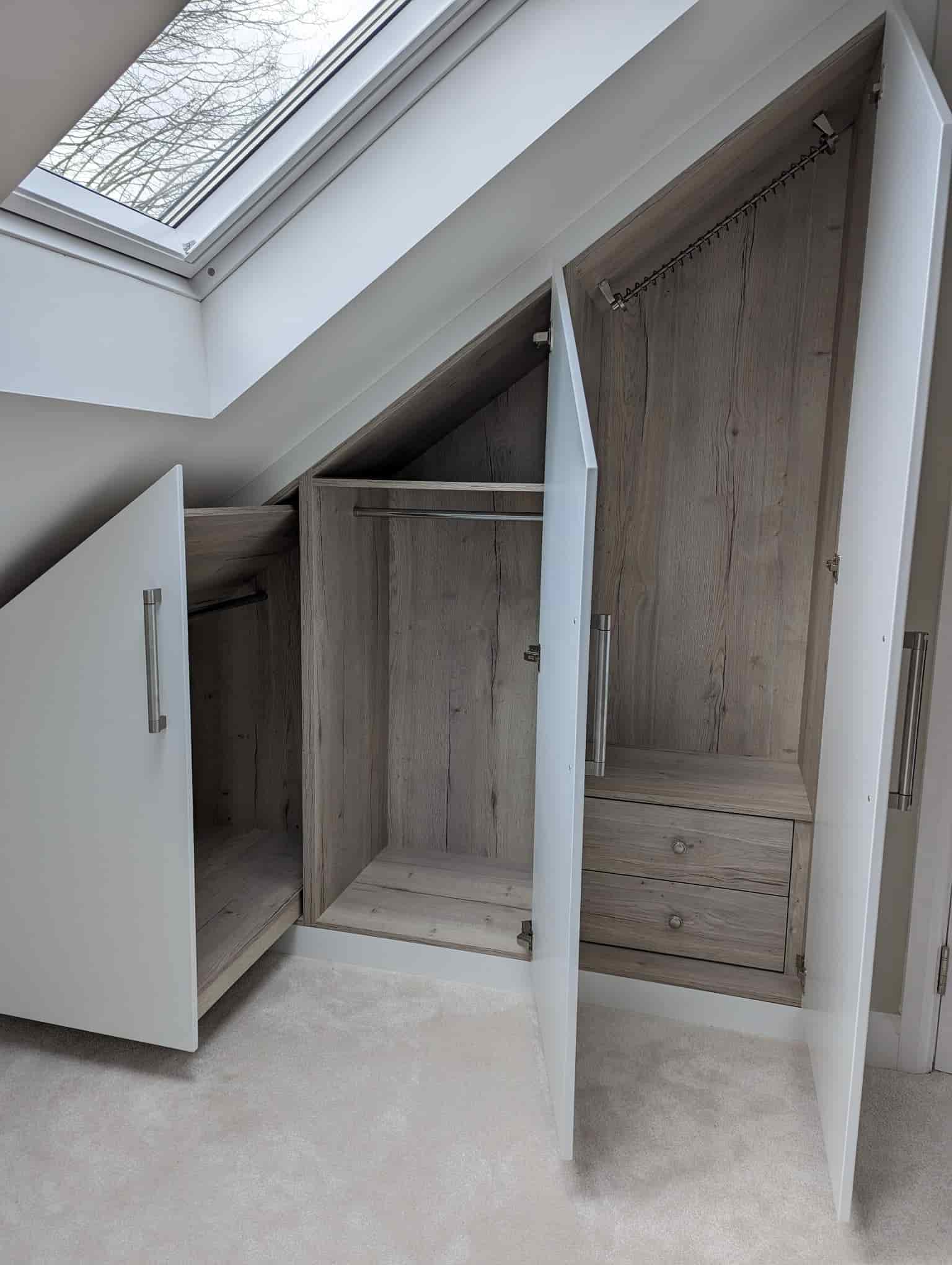Wardrobe with pull out rails