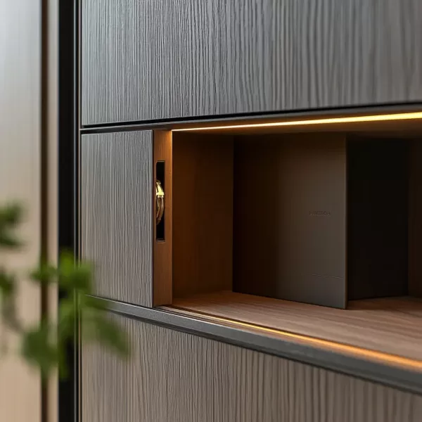 secret storage built in a media wall for valuables