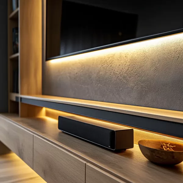 Media wall with a space for a soundbar