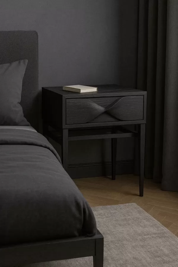 Twisted bedside table in black by dean watson