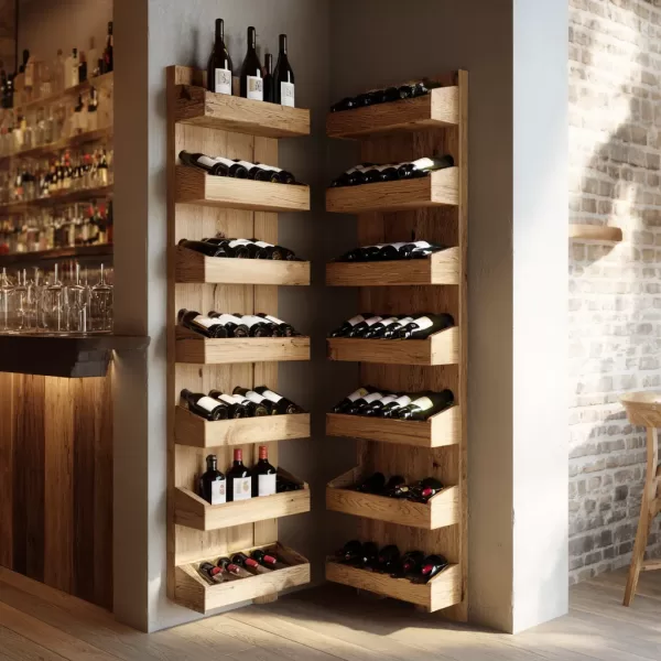 Corner wine rack making the most out of the limited space