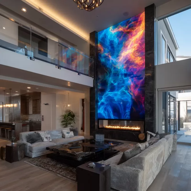 Floor to ceiling media wall idea, with multiple tv screens