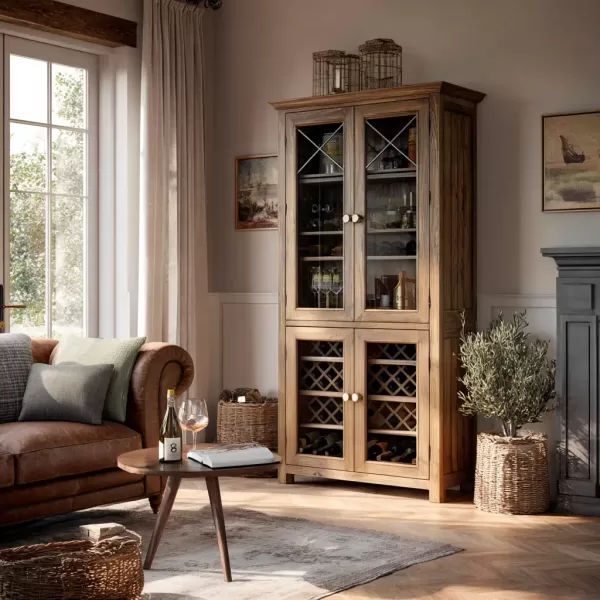 Freestanding wooden wine cabinet