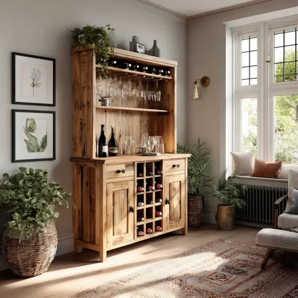 A bespoke wooden wine station