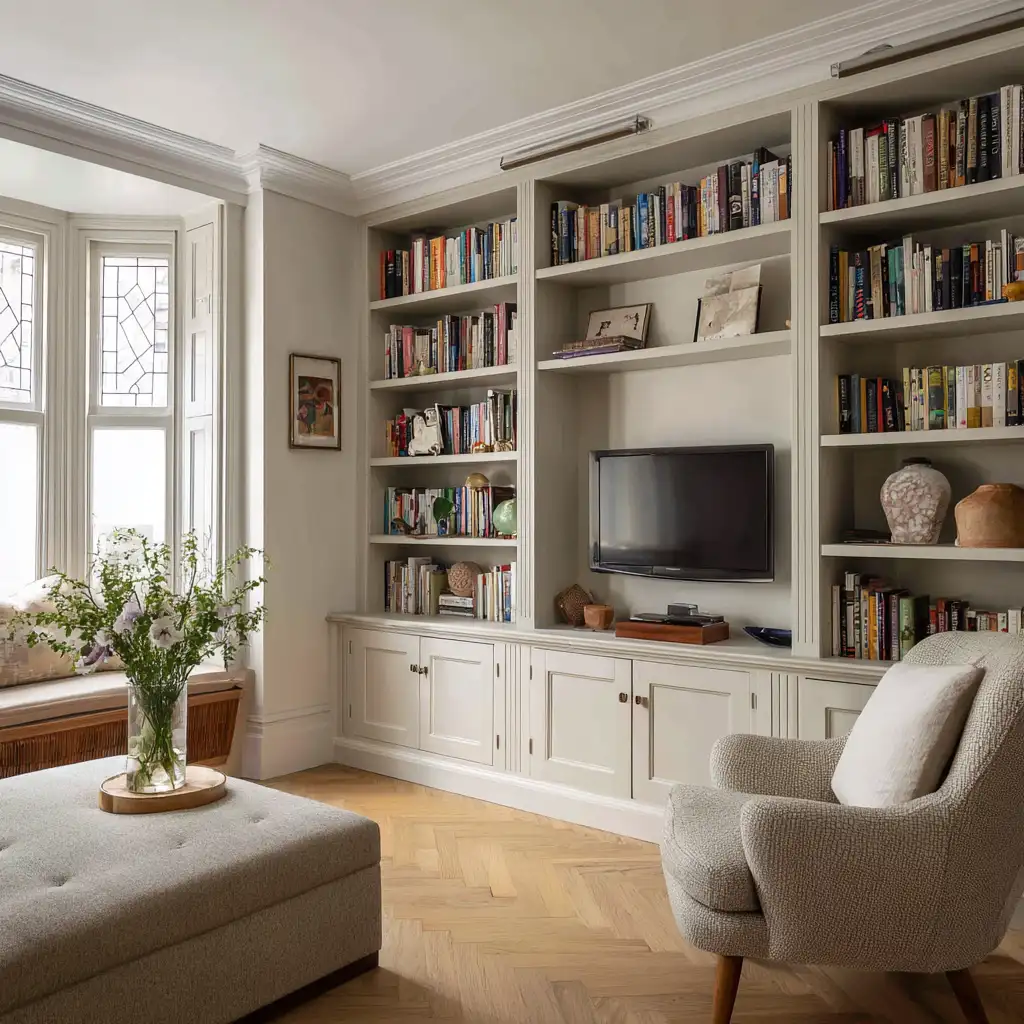 A built in wall cabinet