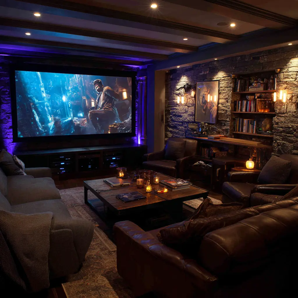 A dark media room