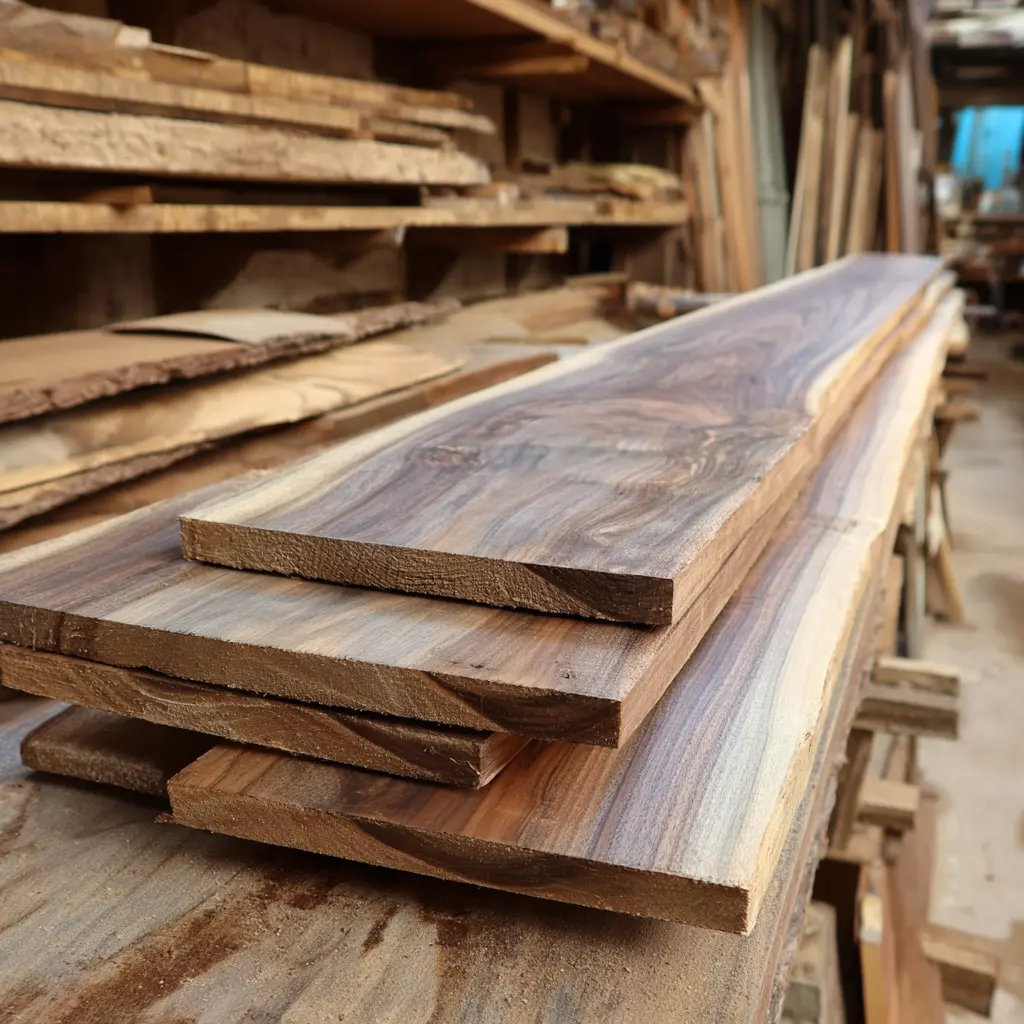 walnut-planks Walnut planks in workshop
