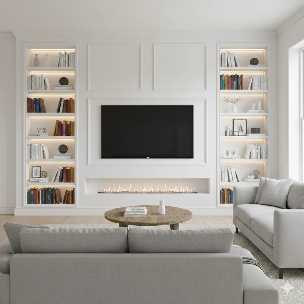 shaker-style-media-wall Shaker style media wall