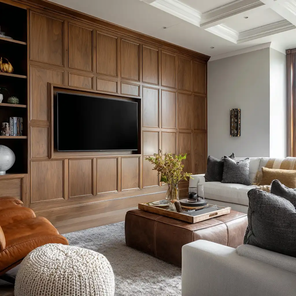 Wooden media wall shaker style by dean watson